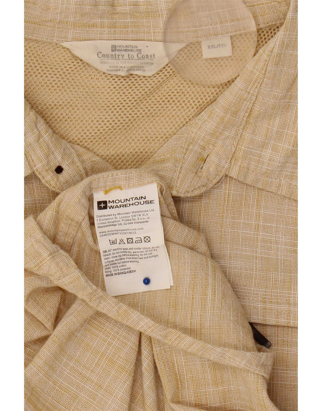 Camicia a maniche corte da uomo Mountain Warehouse 2XL in cotone beige