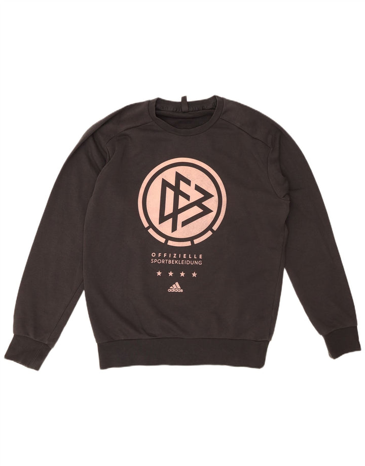 Felpa grafica da uomo ADIDAS, maglione, cotone grigio medio