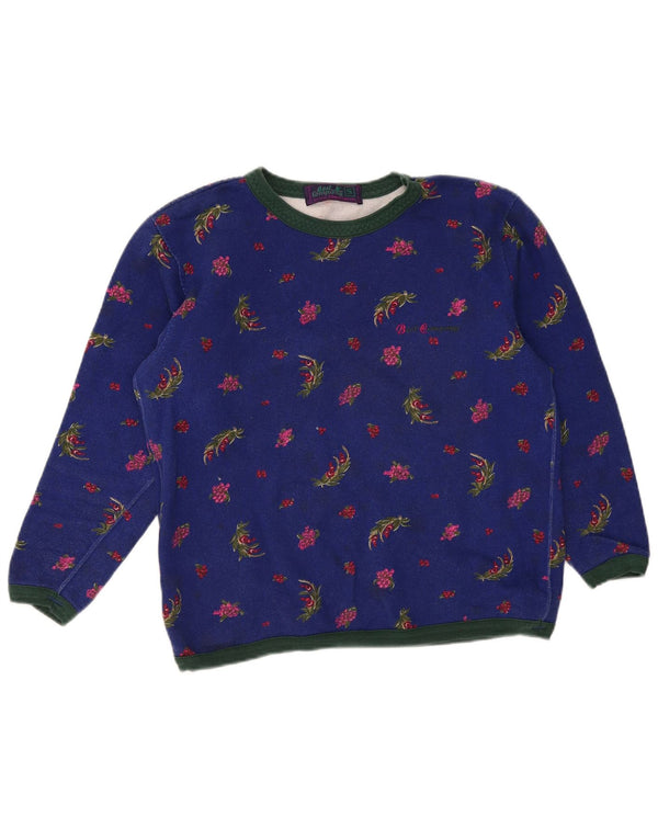 Felpa oversize da donna Best Company, maglione UK 10, piccolo floreale blu