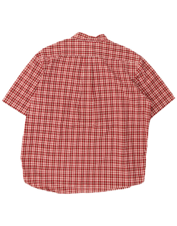 EDDIE BAUER Camicia a maniche corte da uomo XL in cotone a quadri rossi
