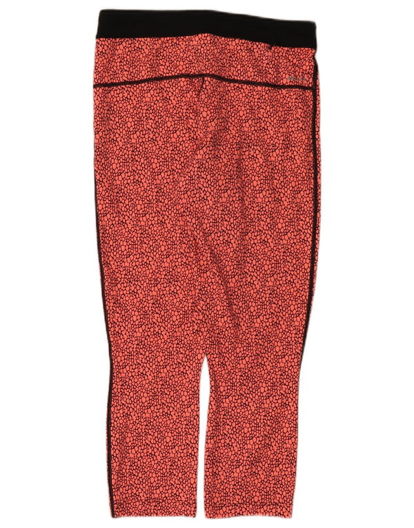 Nike Womens Dri Fit Crop Leggings UK 10 Small Red Animal Print Polyester