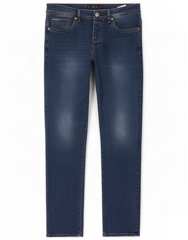 Tommy Hilfiger Uomo Classic Fit Slim Jeans W33 L34 Blu Cotone