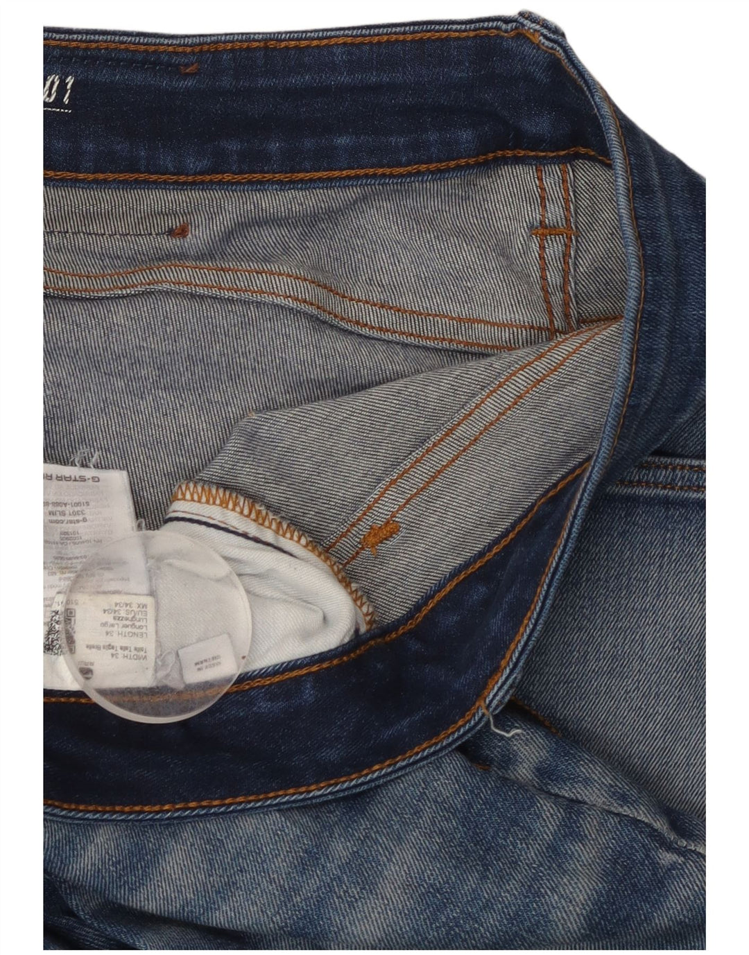 Jeans slim da uomo G-STAR 3301 W34 L34 poliestere blu