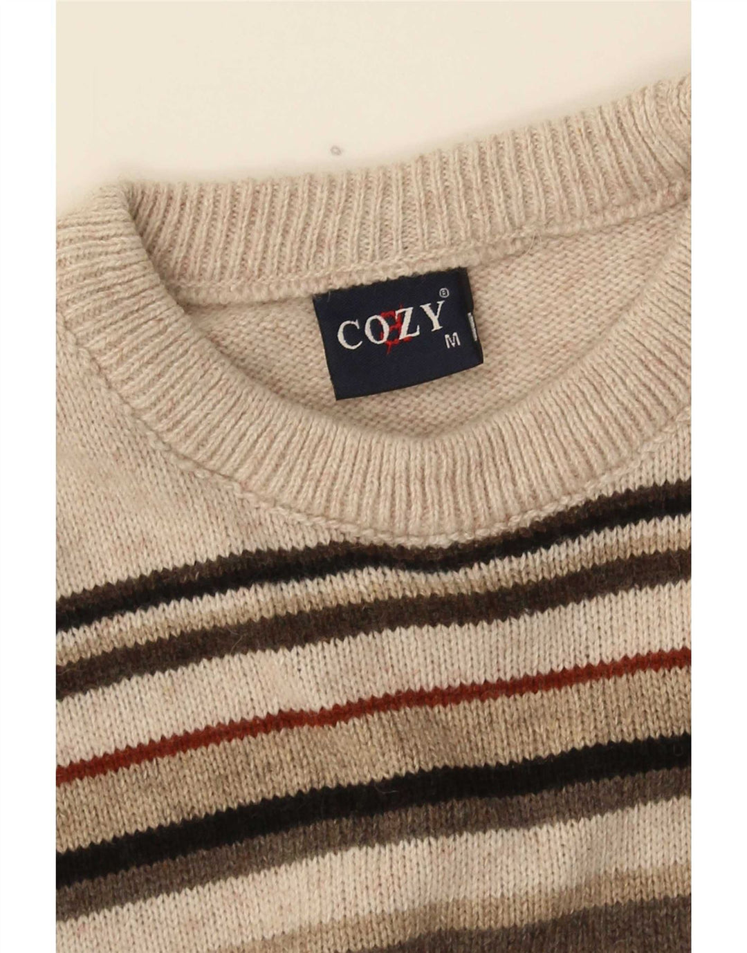 Maglione vintage da uomo girocollo a righe multicolori