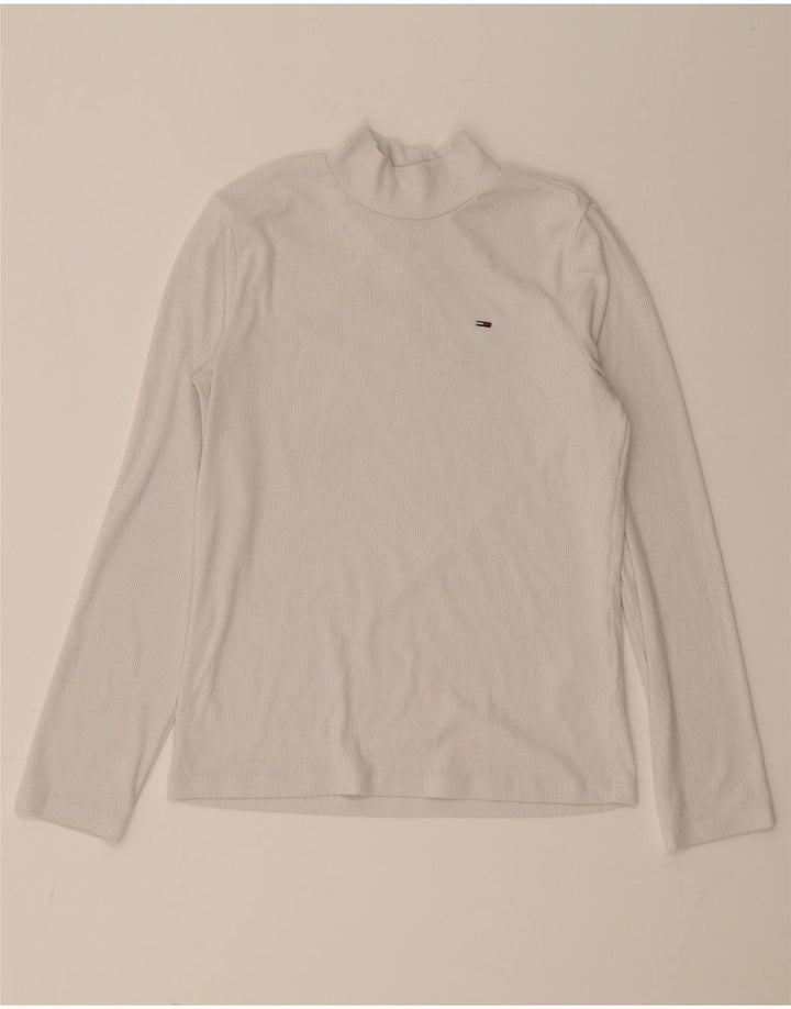 Tommy Hilfiger Donna Top Manica Lunga UK 12 Medio Bianco Poliestere