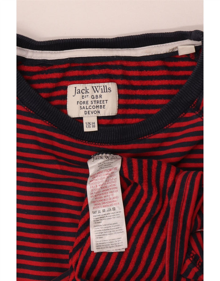 Jack Wills Womens Salcombe Devon Felpa Jumper UK 14 Medium Red Striped