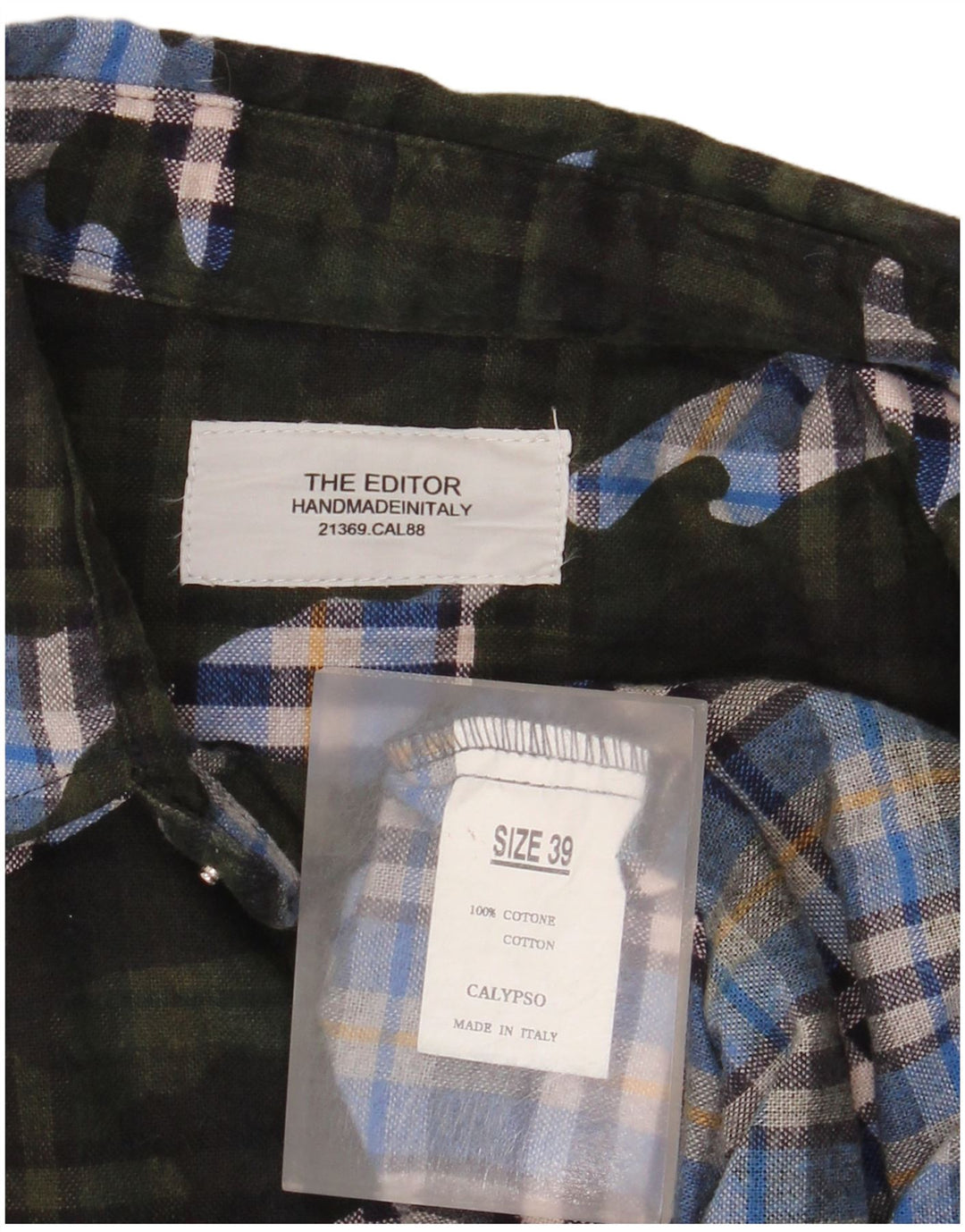 Camicia da uomo vintage taglia 39 in cotone a quadri verde medio
