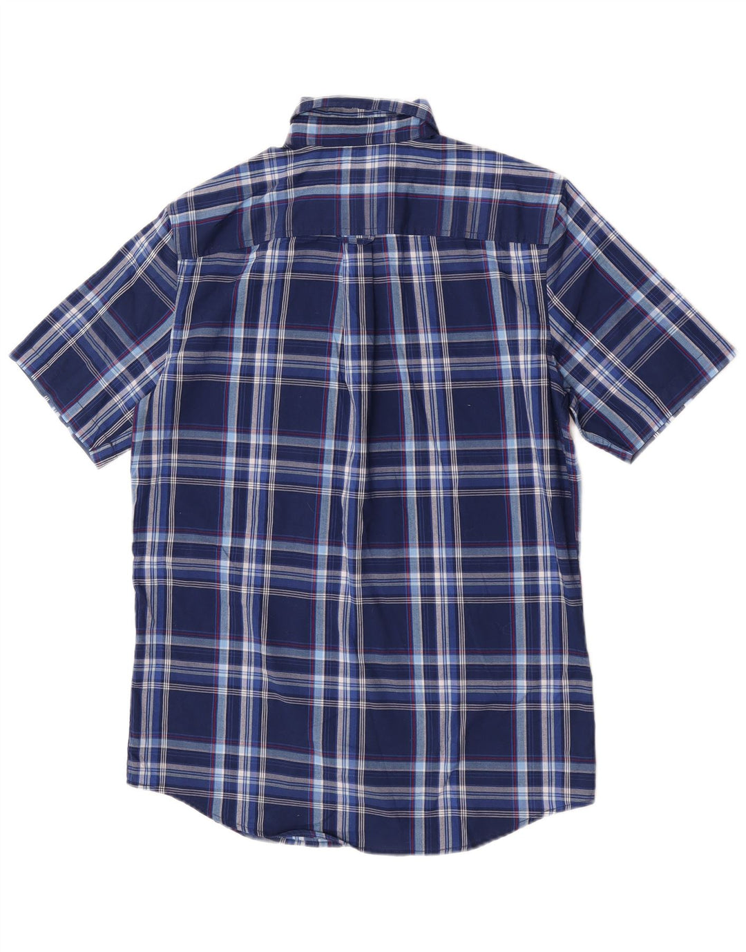 Chaps Camicia a maniche corte da uomo Easy Care piccola in cotone scozzese blu navy