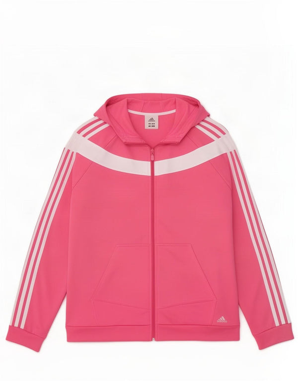 Felpa con cappuccio e zip da donna Adidas UK 20/22 XL Poliestere color block rosa