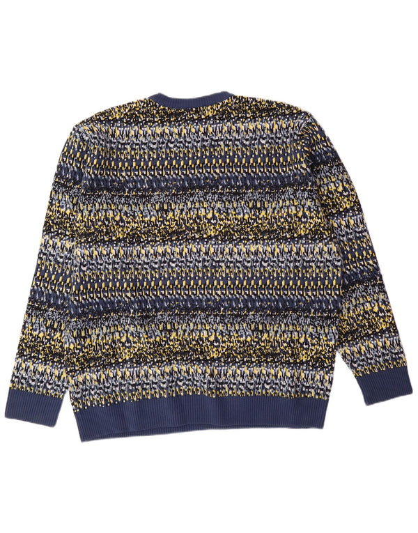 Maglione maglione girocollo da uomo LACOSTE taglia 7 2XL cotone geometrico blu