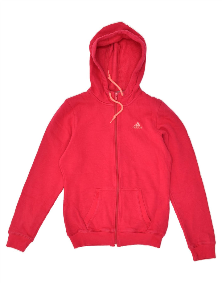 ADIDAS Womens Zip Hoodie Sweater UK 6 XS Pink Cotton | Vintage Adidas | Thrift | Second-Hand Adidas | Used Clothing | Messina Hembry 