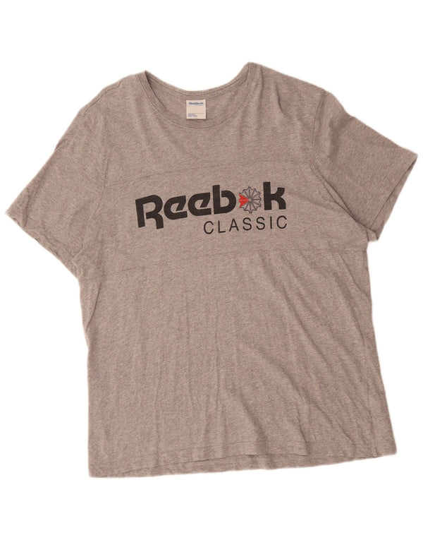 T-shirt grafica classica da uomo REEBOK Top XL in cotone grigio