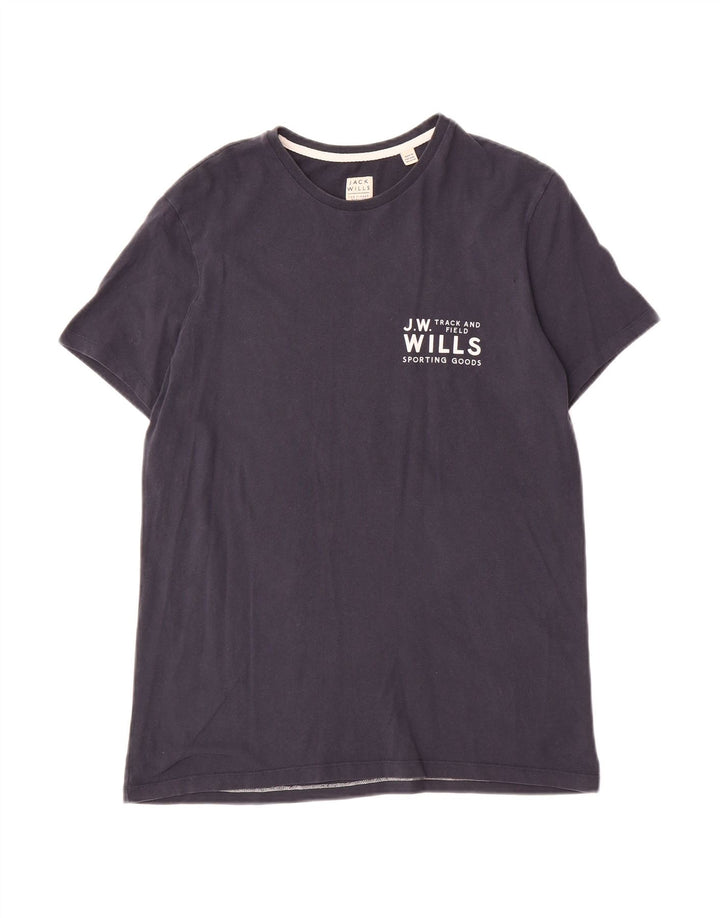 JACK WILLS Mens Soho Graphic T-Shirt Top Small Navy Blue