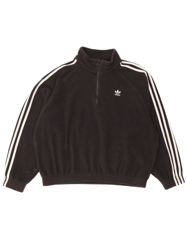 Maglione in pile oversize da donna con zip e collo Adidas UK 12 medio poliestere nero