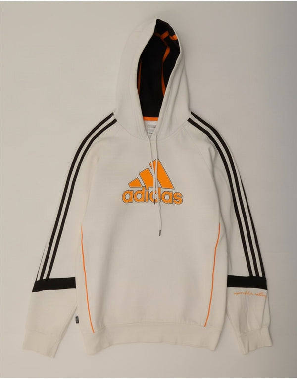 Felpa con cappuccio grafica da uomo Adidas, piccola, in cotone color block bianco