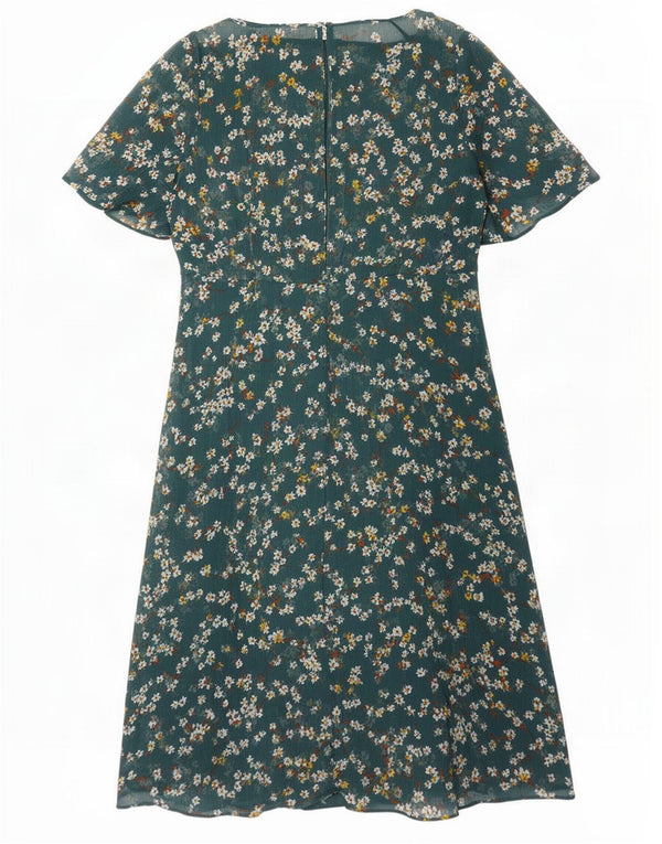 Abito a trapezio da donna Marks & Spencer UK 10 Piccolo poliestere floreale verde