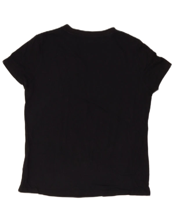 T-shirt grafica da donna Adidas Top UK 16/18 grande cotone nero