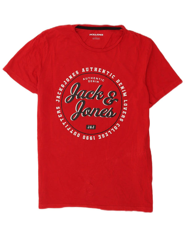 Jack & Jones T-shirt grafica regolare da uomo di grandi dimensioni in cotone rosso