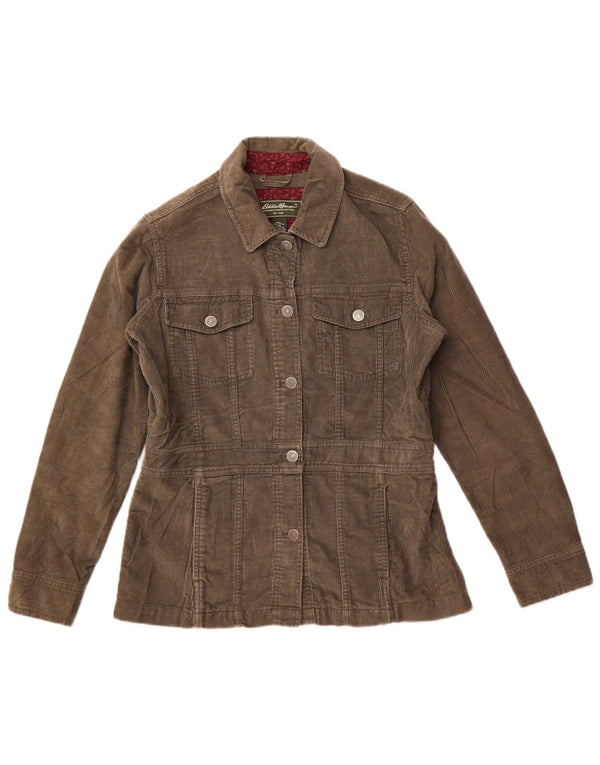 Giacca da donna in velluto a coste dal taglio ampio Eddie Bauer UK 10 piccola in cotone kaki