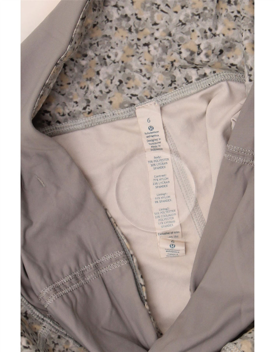 Leggings corti da donna Lululemon US 6 Poliestere floreale grigio medio