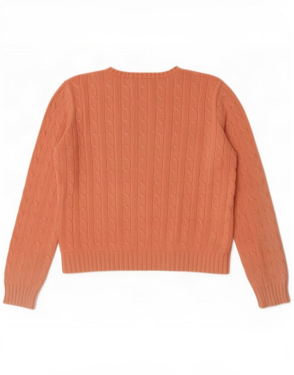 Maglione girocollo corto da donna Ralph Lauren UK 16 grande cotone arancione