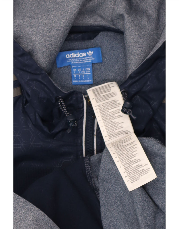 Giacca da ginnastica da uomo con cappuccio Adidas Large, color block blu navy