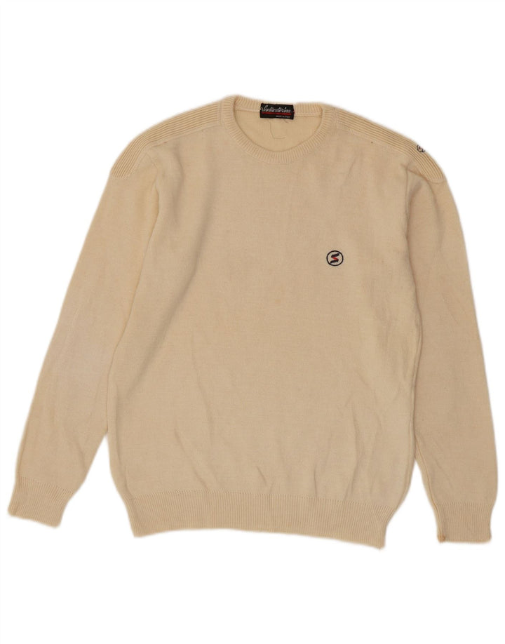 Maglione maglione girocollo da uomo VINTAGE piccolo beige