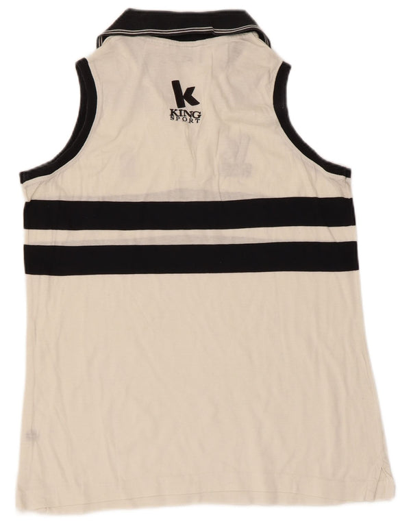 Polo senza maniche con grafica Nike da donna UK 10 Small White Colourblock