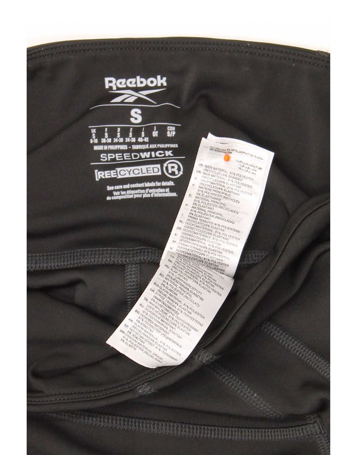 Leggings Reebok Donna UK 8/10 Small Nero Poliestere