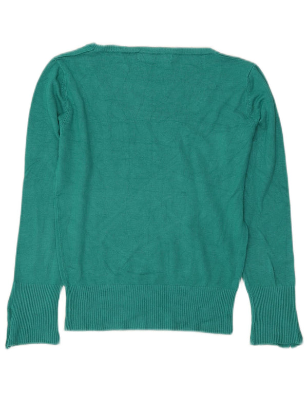 Maglione maglione con scollo a barca da donna Zara UK 12 Rayon verde medio