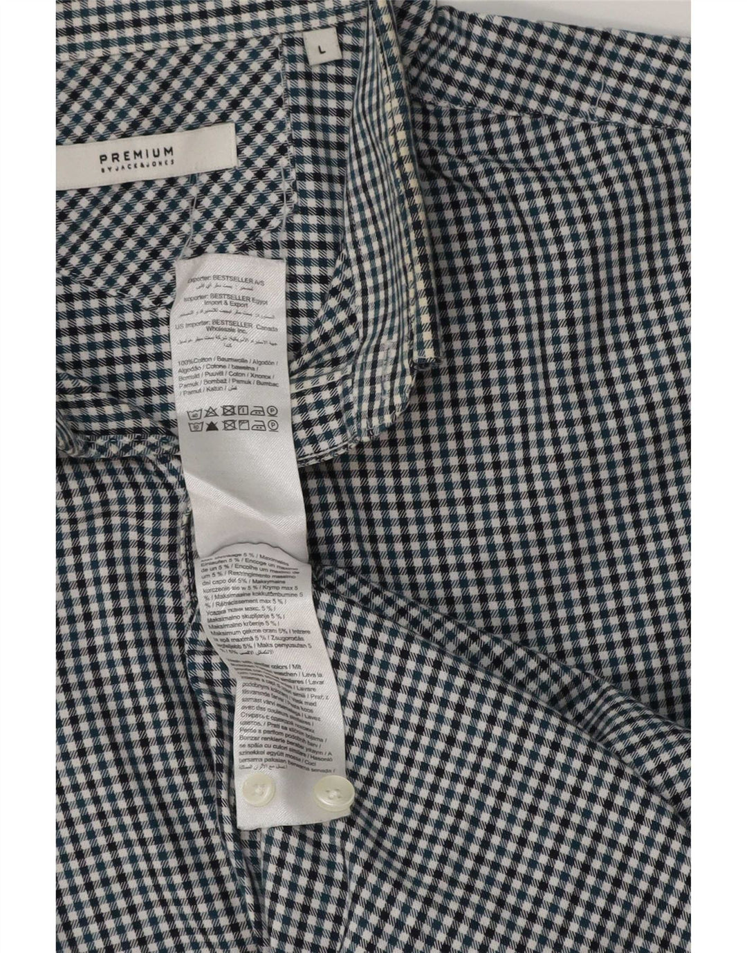 Camicia da uomo Jack & Jones grande in cotone a quadretti blu