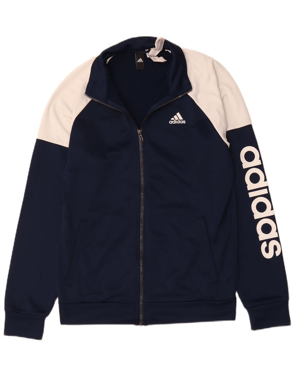Adidas Mens Tracksuit Top Jacket UK 38/40 Medium Navy Blue Colourblock