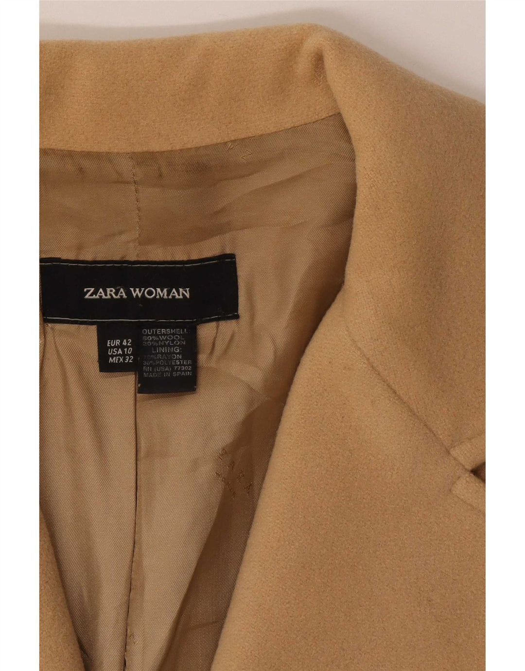 Soprabito Zara da donna EU 42 grande in lana beige
