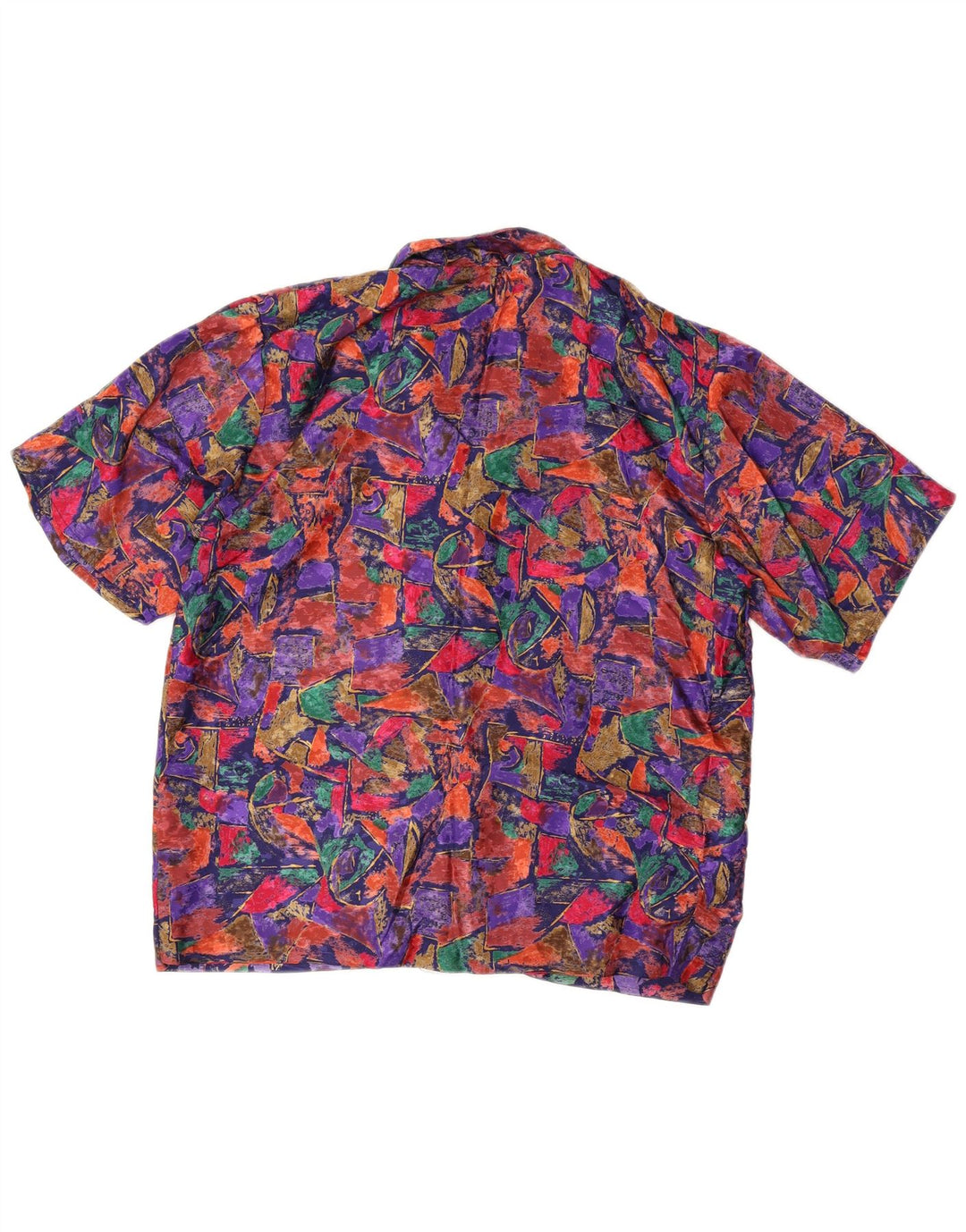 Camicetta camicia vintage da donna con motivo astratto UK 16 grande multicolore