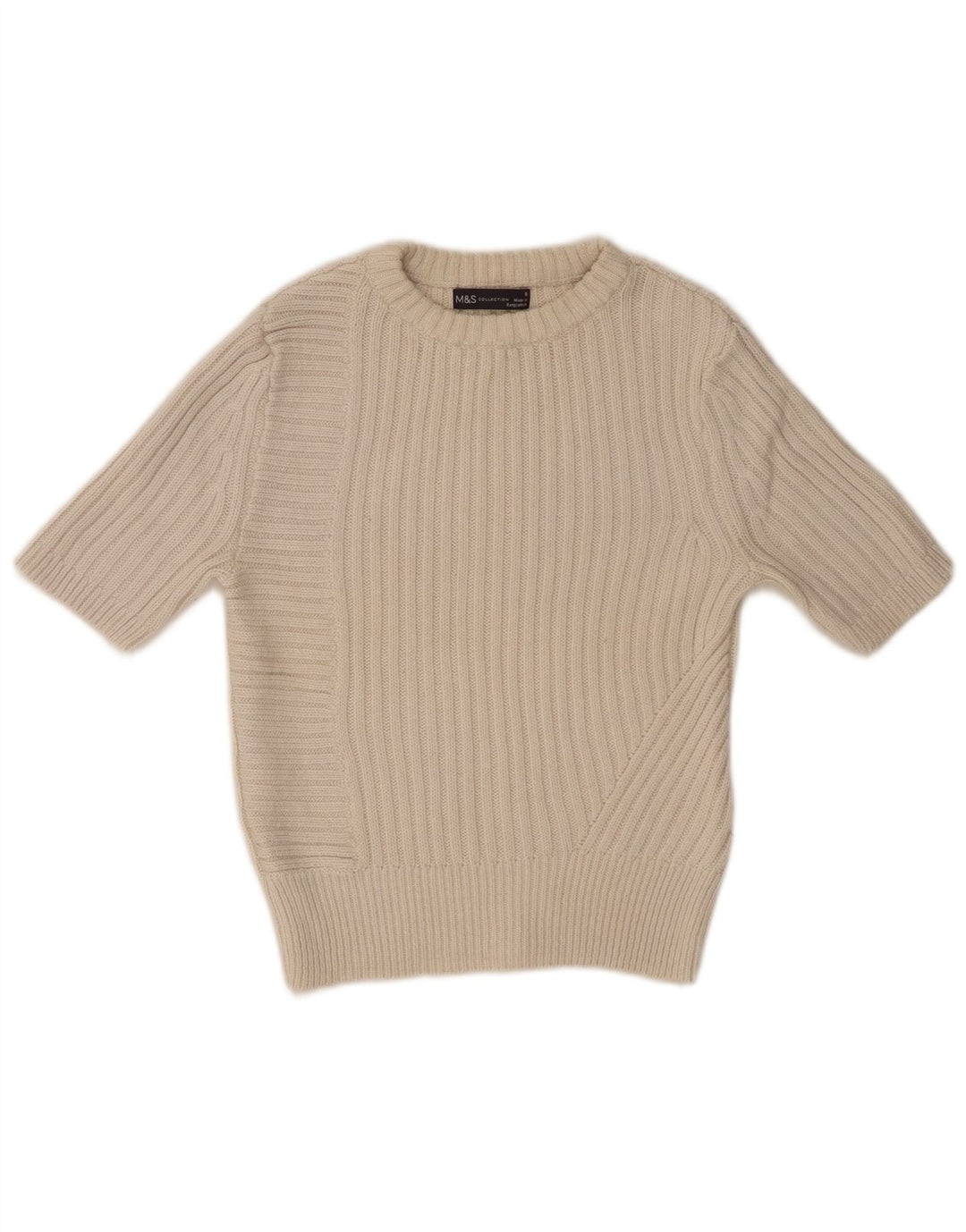 MARKS & SPENCER Womens Crew Neck Jumper Sweater UK 8 Small White