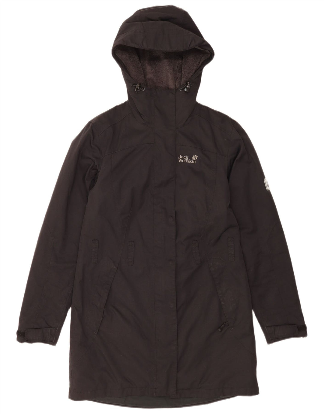 Giacca a vento oversize con cappuccio da donna Jack Wolfskin UK 10 piccolo nero
