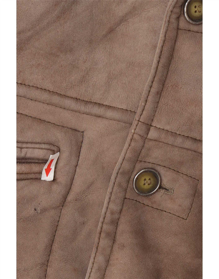 Emme Cappotto in shearling da uomo UK 36 Small Grey Colourblock