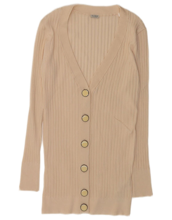 Maglione cardigan lungo da donna Guess UK 8 Small Beige Viscosa