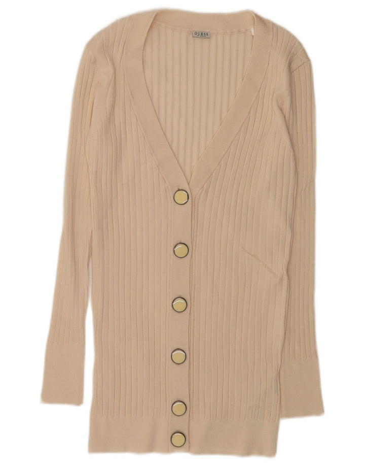 Maglione cardigan lungo da donna Guess UK 8 Small Beige Viscosa
