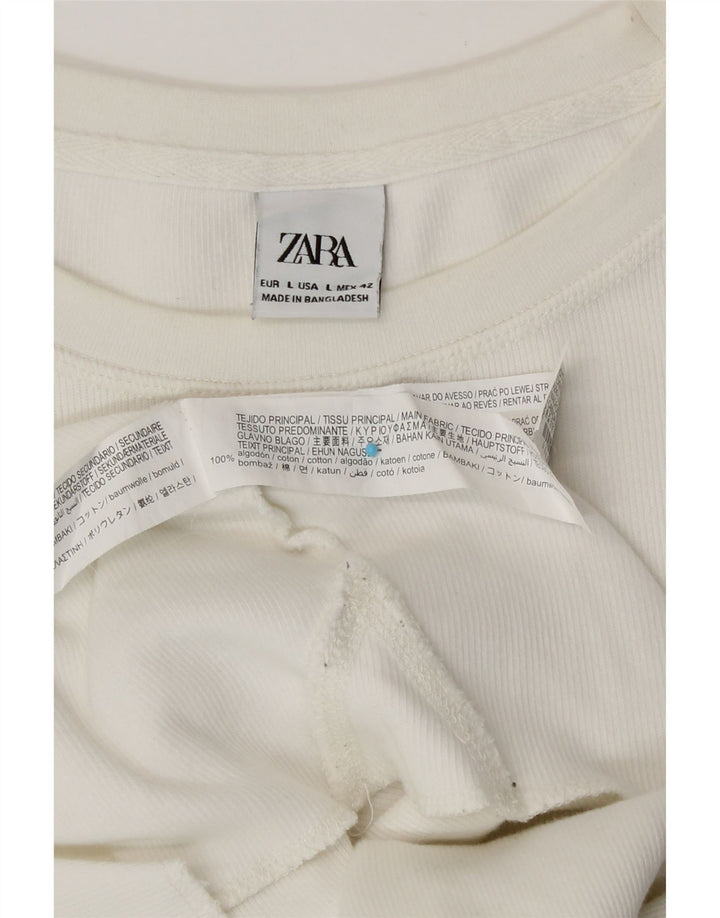 Top Zara da uomo a maniche lunghe grande in cotone bianco