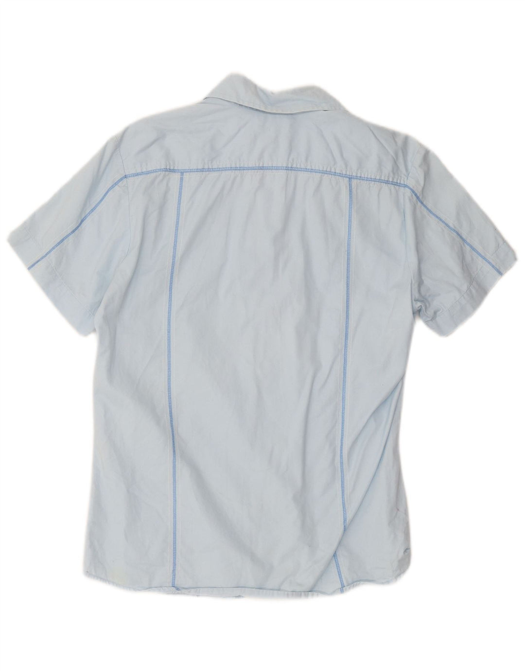 Diesel Camicia a maniche corte da uomo in cotone a righe grandi blu