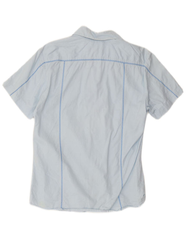 Diesel Camicia a maniche corte da uomo in cotone a righe grandi blu