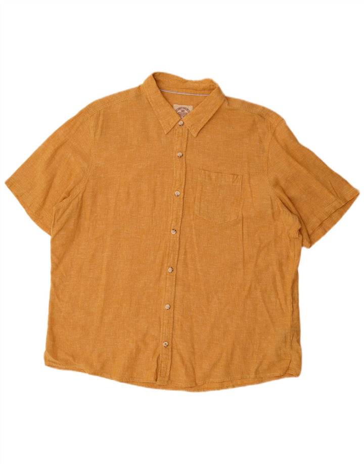 FAT FACE Camicia a maniche corte da uomo 2XL Lino giallo