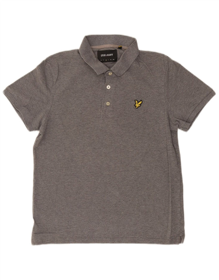 Polo da uomo Lyle & Scott in cotone chiazzato grigio medio