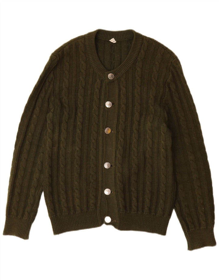 Maglione cardigan da uomo VINTAGE IT 48 Lana nuova kaki medio