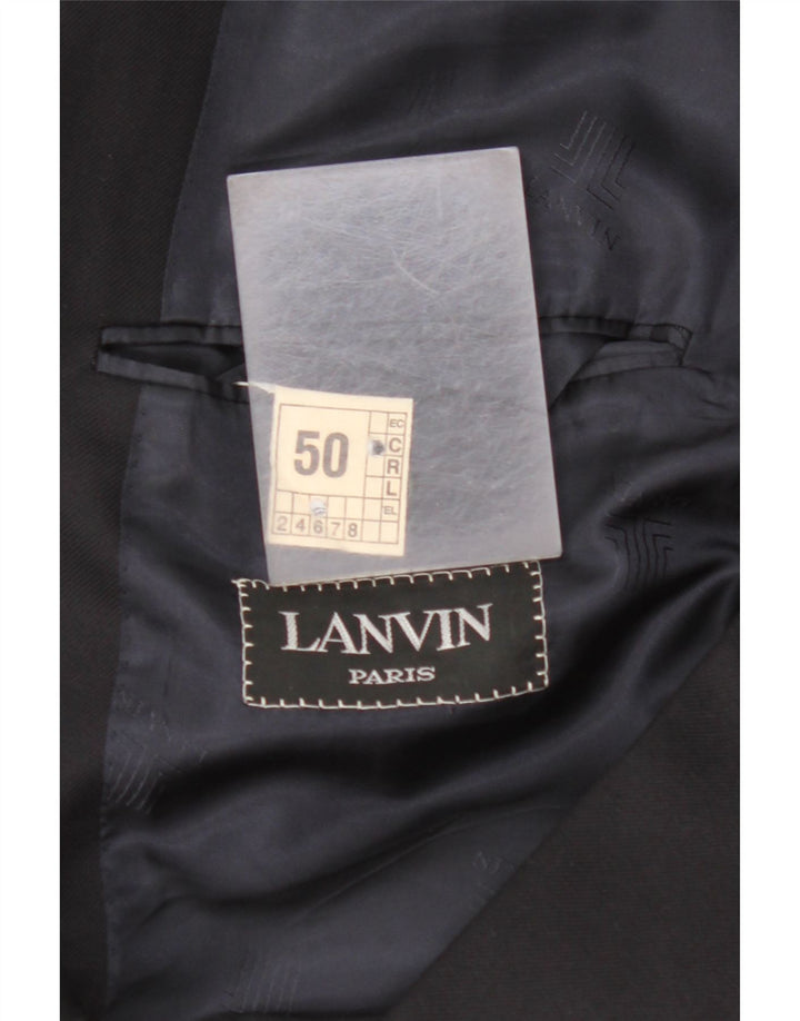 Giacca blazer doppiopetto da uomo LANVIN EU 50 grande nera in lana vergine