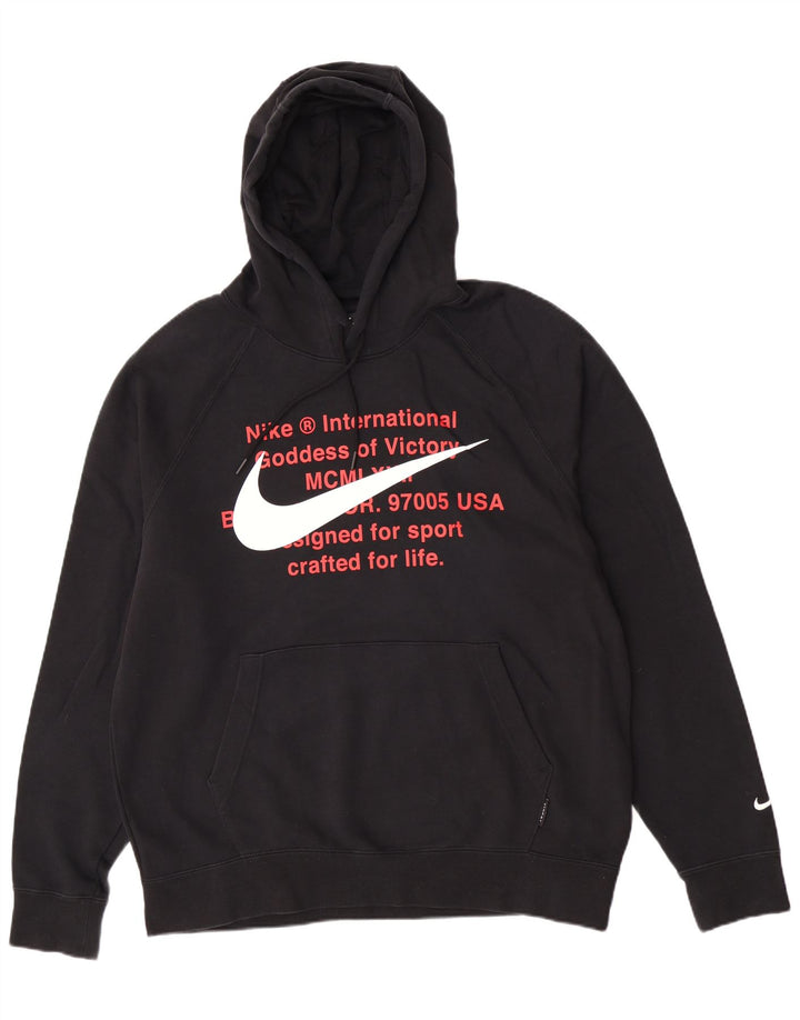 Felpa con cappuccio Nike Graphic Regular Fit da uomo, grande, in cotone nero