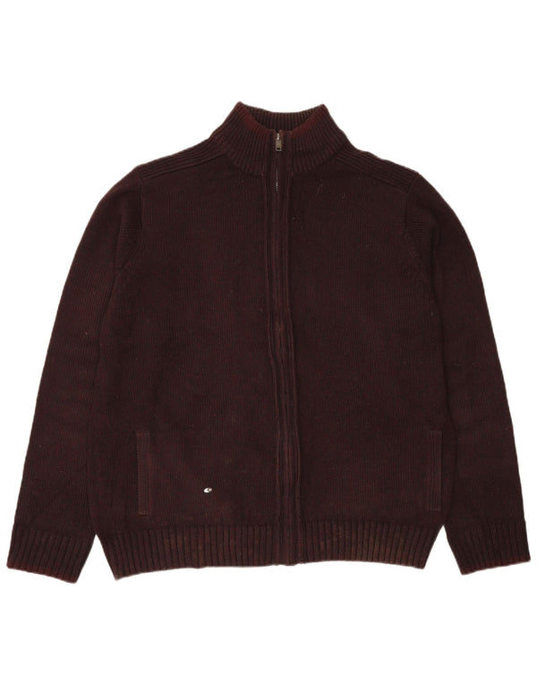 Marks & Spencer Mens Regular Fit Cardigan Sweater XL Burgundy Acrylic