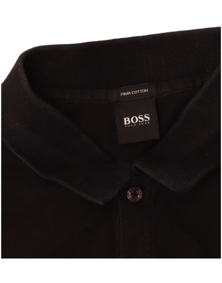 Polo da uomo Hugo Boss grande in cotone nero