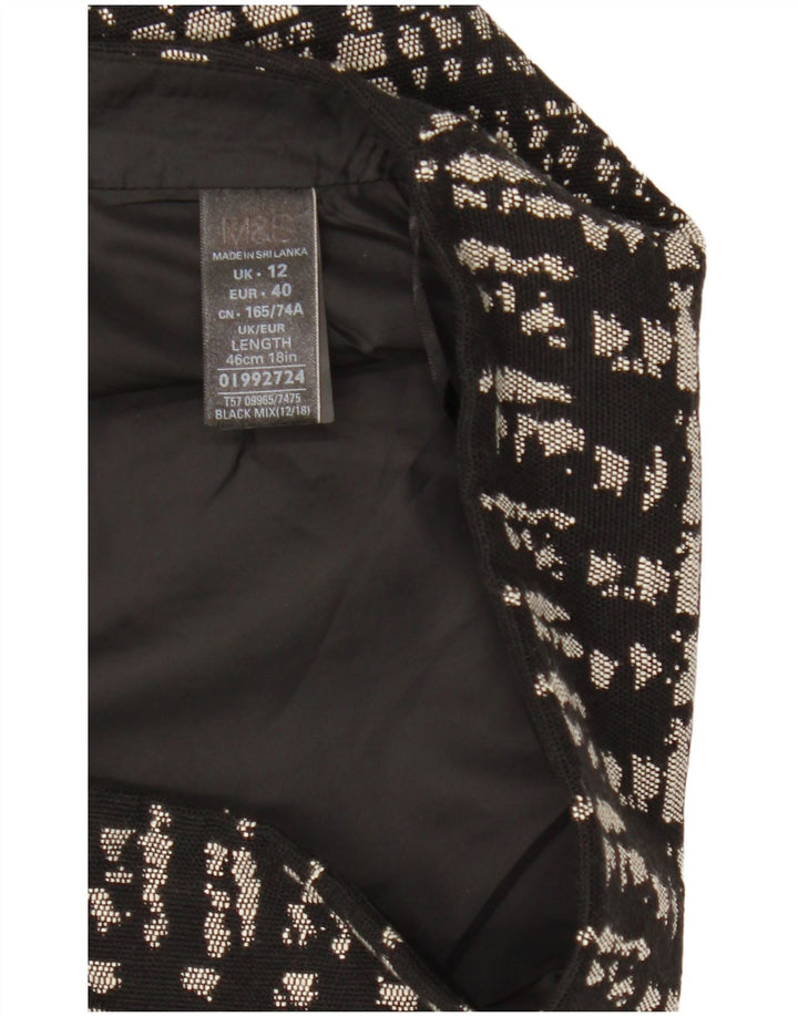 Minigonna da donna Marks & Spencer UK 12 media W31 cotone geometrico nero